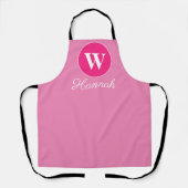 Moderne Naam Heet Roze Monogram Schort (Voorkant)