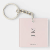 Moderne naam & Initialen Roze Sleutelhanger (Voorkant)