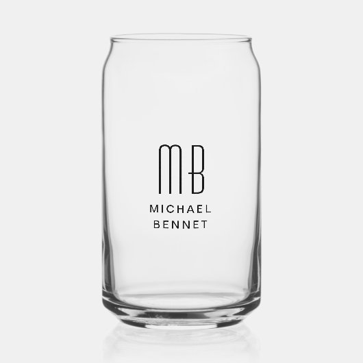 Moderne naam met monogram blikvorm glas (Voorkant)
