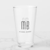 Moderne naam met monogram glas (Achterkant)