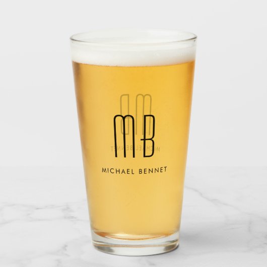 Moderne naam met monogram glas (Voorkant gevuld)