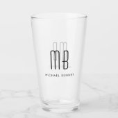 Moderne naam met monogram glas (Voorkant)