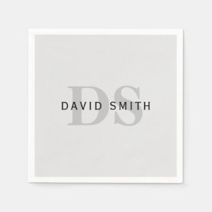 Moderne naam & Monogram Bewerkbaar in grijs en z Servet