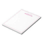Moderne naam monogram gepersonaliseerd roze notitieblok (Gedraaid)