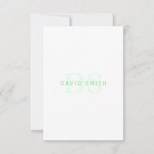 Moderne naam & Monogram Groen & Wit Bedankkaart