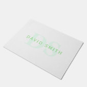Moderne naam & Monogram | Groen & Wit Deurmat (Schuin)