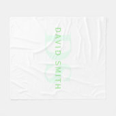 Moderne naam & Monogram | Groen & Wit Fleece Deken (Voorkant (Horizontaal))
