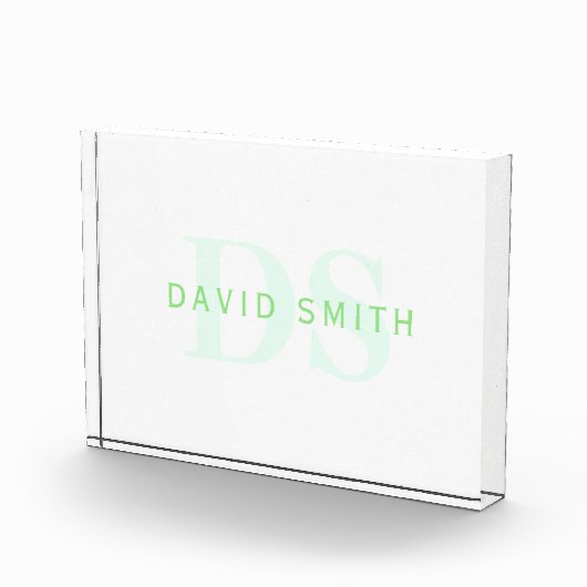 Moderne naam & Monogram | Groen & Wit Fotoblokken (Rechts)