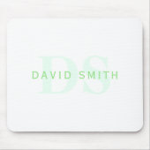 Moderne naam & Monogram | Groen & Wit Muismat (Voorkant)