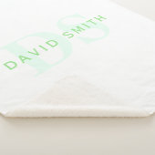 Moderne naam & Monogram | Groen & Wit Sherpa Deken (3/4)
