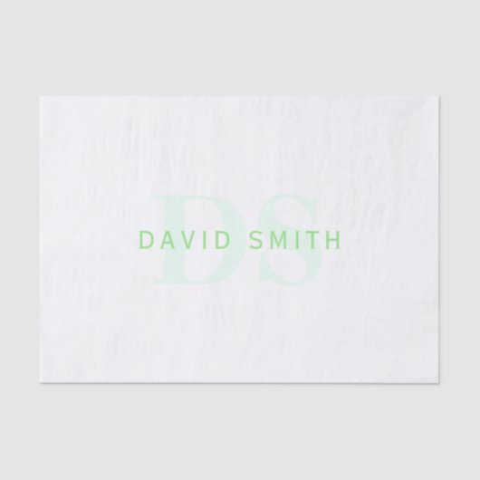 Moderne naam & Monogram | Groen & Wit Tissuepapier (Voorkant)