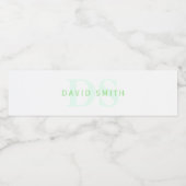 Moderne naam & Monogram | Groen & Wit Waterfles Etiket (Enkel label)