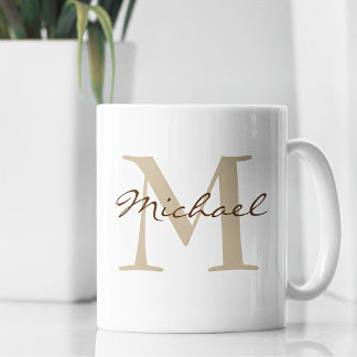 Moderne naam & Monogram Initiaal Classic Koffiemok
