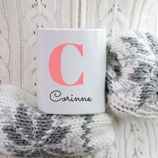 Moderne naam Monogram Initiaal Kerstcadeau Mok