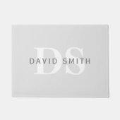 Moderne naam & Monogram | Licht & donkergrijs wit Deurmat (Voorkant)