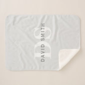 Moderne naam & Monogram | Licht & donkergrijs wit Sherpa Deken (Voorkant (horizontaal))