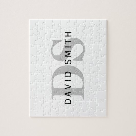 Moderne naam & Monogram | Wit Zwart & Grijs Legpuzzel (Verticaal)