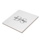 Moderne naam & Monogram | Wit Zwart & Grijs Tegeltje (Zijkant)