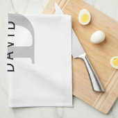 Moderne naam & Monogram | Wit Zwart & Grijs Theedoek (Quarter Fold)