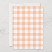 Moderne naam Peach Gingham Country Wedding Kaart (Achterkant)