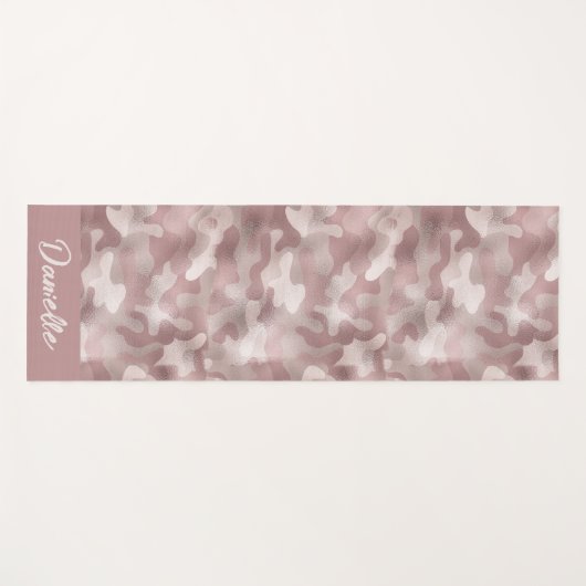 Moderne naam Roze Shimmer Camouflage Patroon Yogamat (Voorkant (horizontaal))