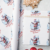 Moderne naam Ski Santa Claus Funky Fun Christmas Cadeaupapier