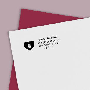 Moderne naam van heart Monogram Retouradres Zelfinktende Stempel