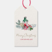 Moderne Naam Waterverf Script Prettig Kerstfeest Cadeaulabel (Voorkant)