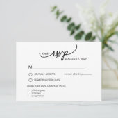 Moderne naammonogram met blad in script RSVP kaartje (Staand voorkant)