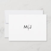 Moderne naammonogram met blad in script RSVP kaartje (Achterkant)