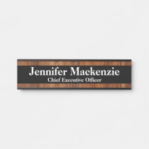 Moderne naamplaat houtnerf rustieke deur bord