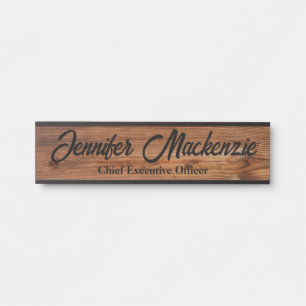 Moderne naamplaat houtnerf rustieke deur bord