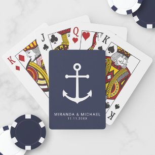 Moderne Naamse Houten Anker Trouwgunst Pokerkaarten