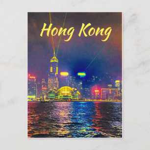 Moderne nachtlichten in Hong Kong Briefkaart