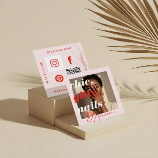 Moderne Nagelstudio Zakelijke Foto Sociaal & QR Co Vierkante Visitekaartje