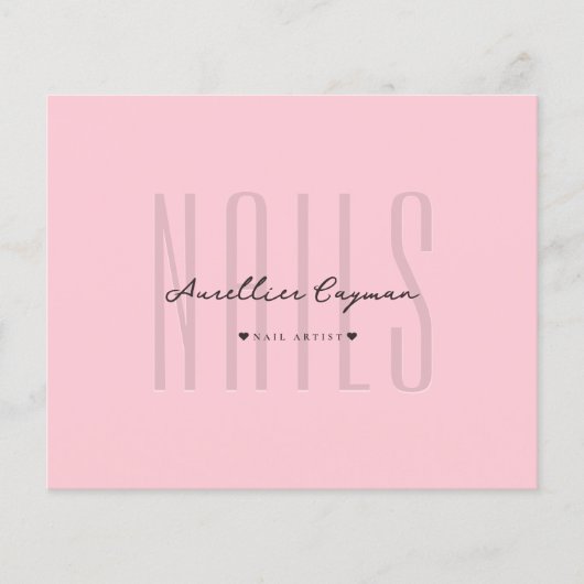 Moderne Nail Artist Nail Tech Roze Pastel Monogram Flyer (Voorkant)