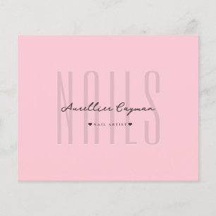 Moderne Nail Artist Nail Tech Roze Pastel Monogram Flyer