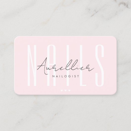 Moderne Nail Artist Nails Salon Monogram Roze Visitekaartje (Voorkant)
