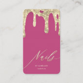 Moderne Nail Tech Nail Artist Roze Goud Drip Visitekaartje (Voorkant)