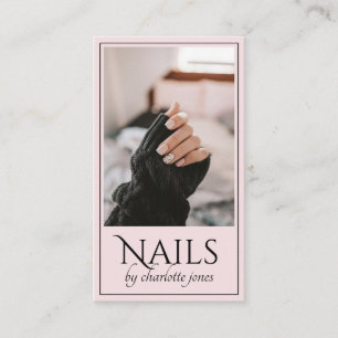 Moderne Nail Technician Nail Photo Pink Visitekaartje