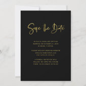 Moderne namaak goud en zwarte overlay | Foto Save The Date (Achterkant)