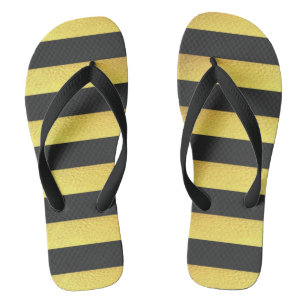 Moderne namaak goud folie zwarte strepen teenslippers