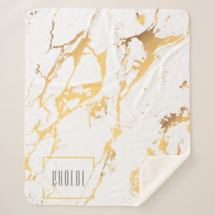 Moderne namaak gouden abstract patroon sherpa deken