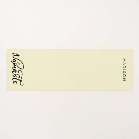 Moderne Namaste Naam Citrien Witte Yogamat (Voorkant (horizontaal))