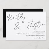 Moderne namen script calligraphy chic bruiloft kaart (Voorkant / Achterkant)