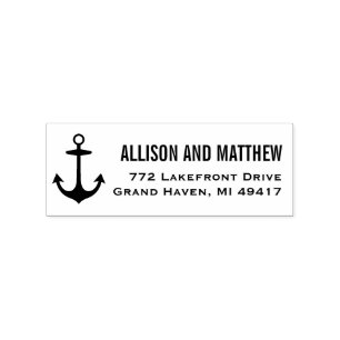 Moderne Nautical Anchor Return-adres Rubberstempel