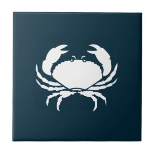 Moderne Nautical Navy Blue Crab Kitchen Backsplash Tegeltje