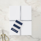 Moderne Nautical Navy & White Stripe Dank u Cadeaulabel (Met Touw)