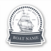 Moderne Nautical Personalized Boat Sticker (Voorkant)