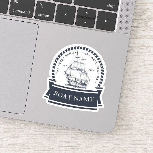 Moderne Nautical Personalized Boat Sticker (Detail)